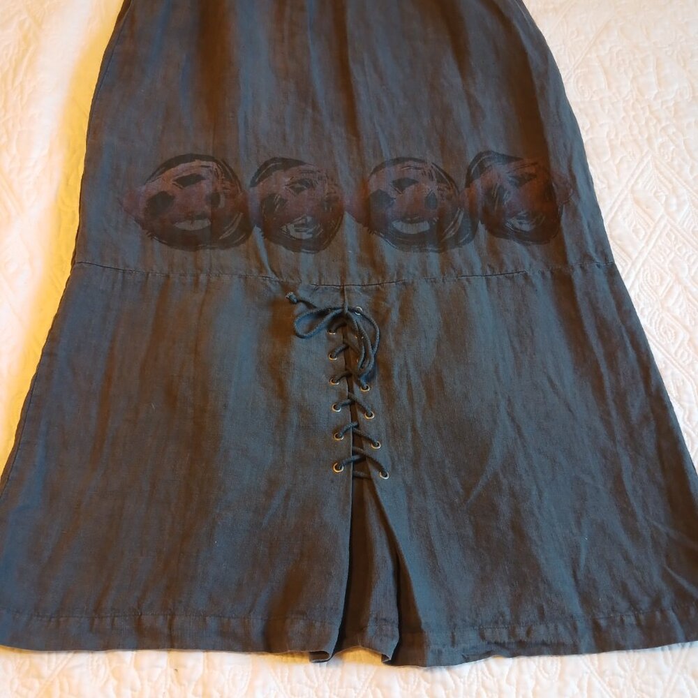 Rare BLUE FISH Vintage Hemp Art Gray Skirt Y2K Circle Paint - Picture 5 of 7
